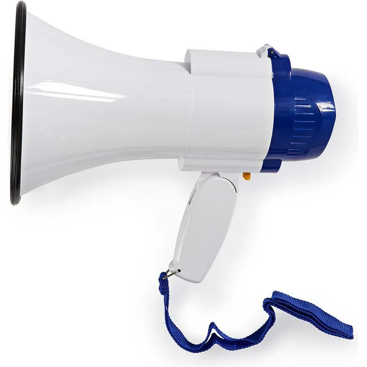 Megafon 10 W 250 m Reichweite Eingebautes Mikrofon Weiß/Blau