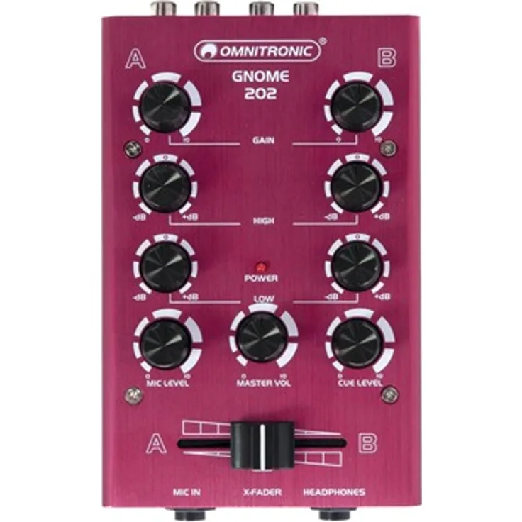 OMNITRONIC Gnome-202 Mini-Mixer rot 2-Kanal-DJ-Mixer