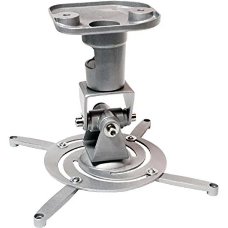 Bigtec universal Beamer Deckenhaltung silber Beamerhalterung bis 15KG Deckenhalter für Beamer mit Kardangelenk , integrieter Kabelführung , aus stabilem eloxierten Alu-Druckguss