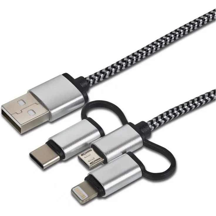 cartrend Daten- & Ladekabel 3in1, Lightning-Micro-USB-USB-C