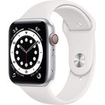 Apple Watch Series 6 Smartwatch GPS + Cellular, 44mm, Aluminiumghäuse Silber, Sportarmband Weiß