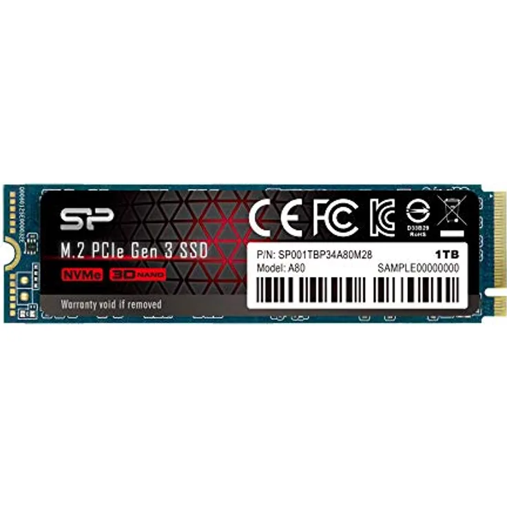Siliconpow SSD P34A80 1TB, M.2 PCIe Gen3 x4 NVMe, 3200-3000 MB-s SP001TBP34A80M28