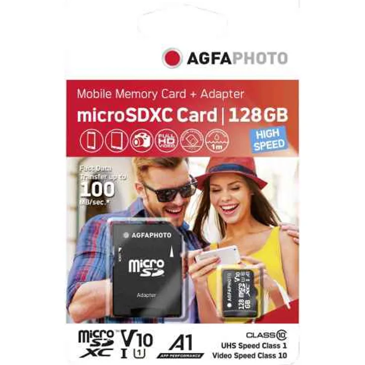 AgfaPhoto 128GB microSDXC-Karte Class10 inkl. SD-Adapter, 100MBs (10583)