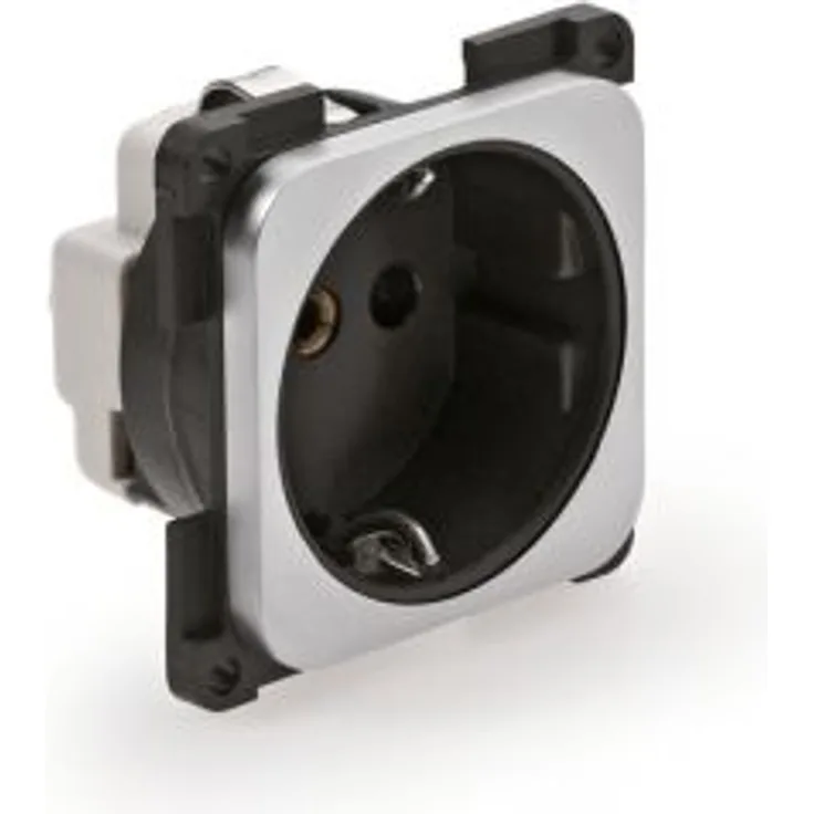 Schukosteckdose, silberfarbig-schwarz