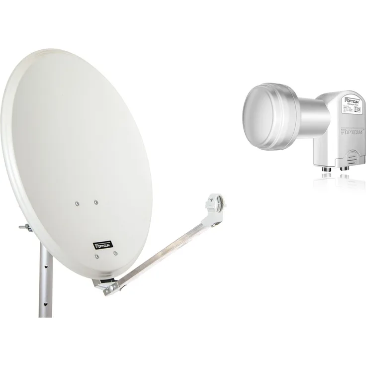 Opticum Stahl QA60 Satellitenantenne mit Twin-LNB (60 cm) lichtgrau