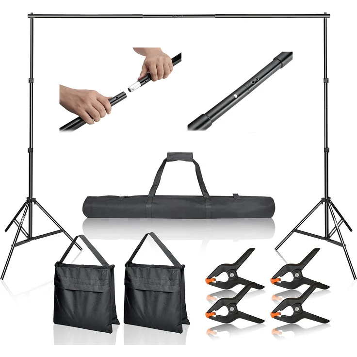 Emart Foto-Videostudio, 3 m, Verstellbarer Hintergrundständer mit Tragetasche - Preisvergleich – Bild 1