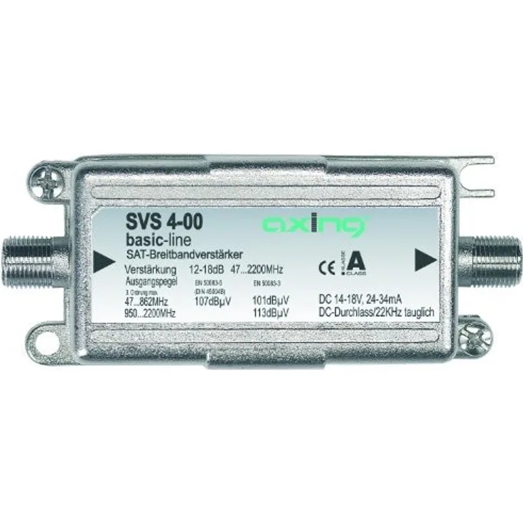 Axing SVS 4-00 Satelliten-Leitungsverstärker Inline Breitband (17 dB, 47 - 2400 MHz)