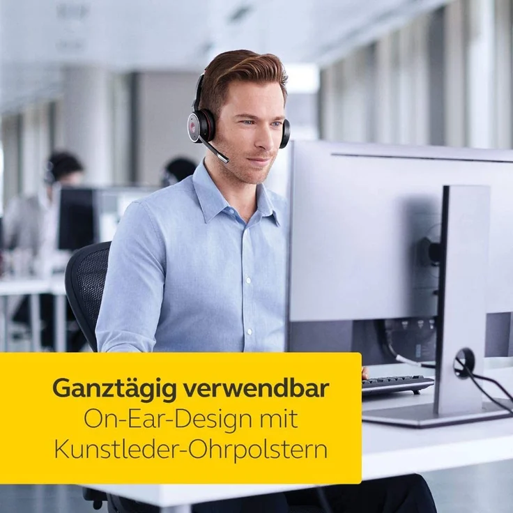 Jabra Evolve 75 UC Wireless Stereo On-Ear Headset, Unified Communications zertifizierte Kopfhörer mit langer Akkulaufzeit, USB Bluetooth Adapter, VoIP-Headset, schwarz – Bild 5
