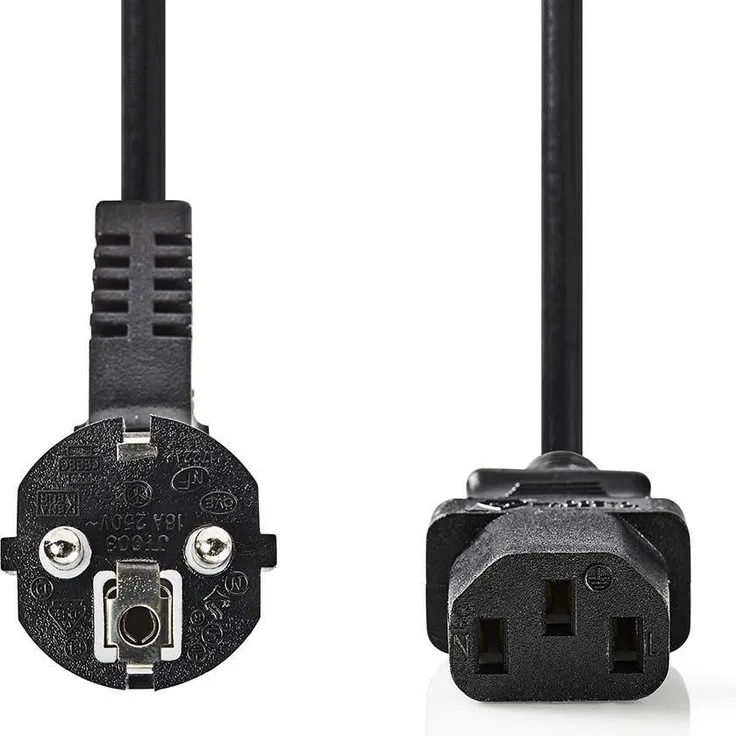 Nedis GP10000BK20 - Stromkabel (2 m, Male Connector-Female Connector, Netzstecker Typ F, IEC 320, 10 A, Schwarz)