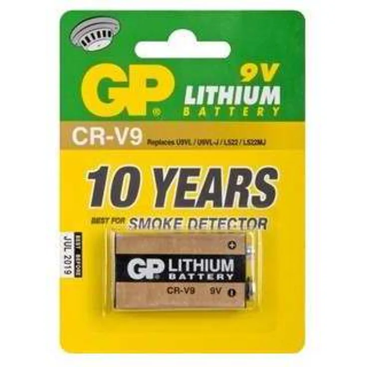 GP Batterie Lithium (9 Volt E-Block, CR-V9) 10 Jahres Batterie ideal für z.B. Rauchmelder