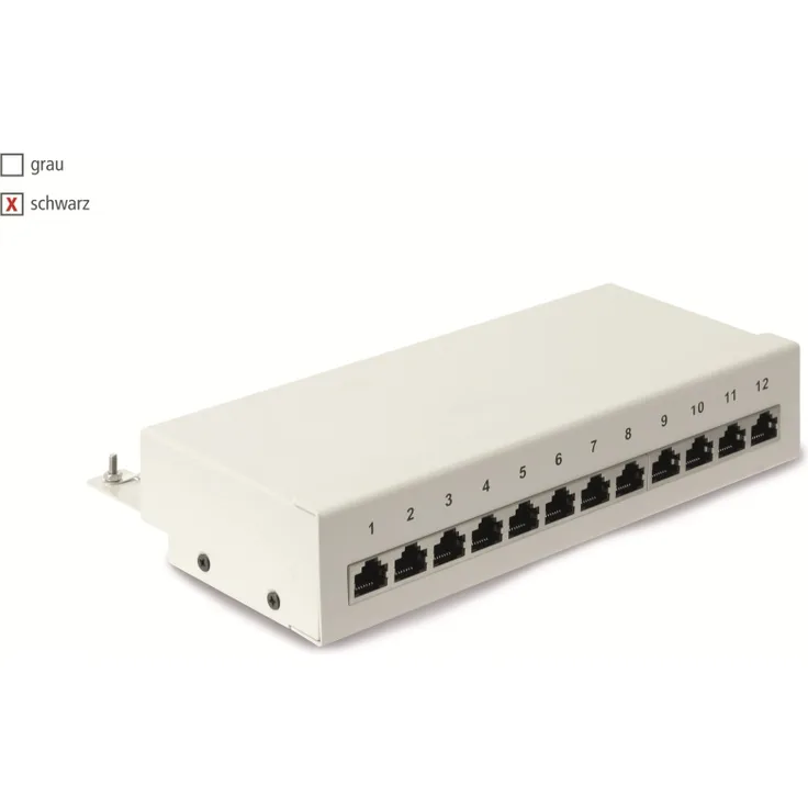CAT.6a Patchpanel Red4Power R4-N111S, 12-fach, schwarz