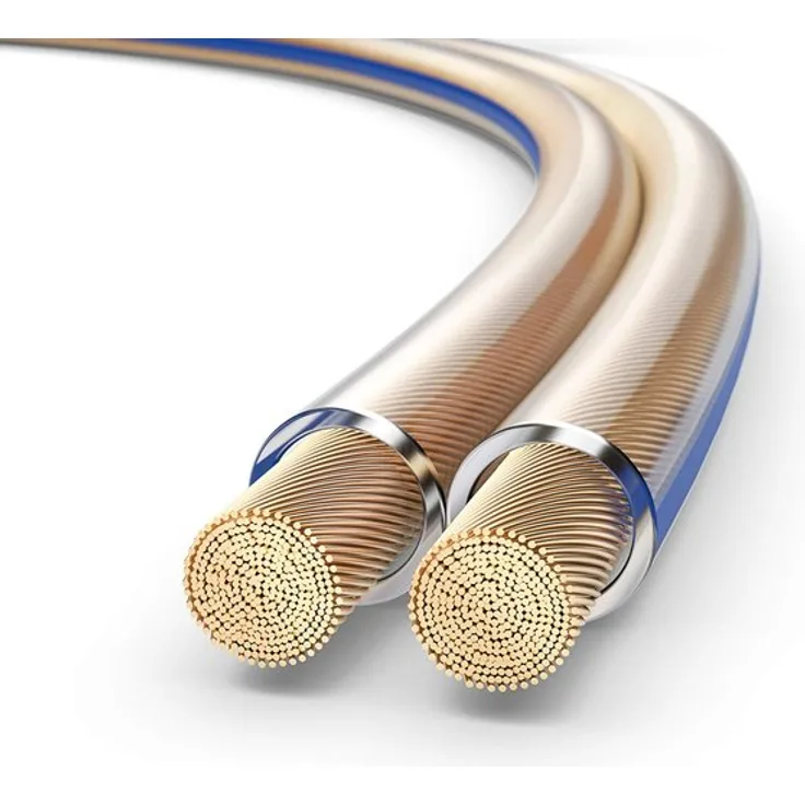 PureLink SP020-025 Lautsprecherkabel 2 x 4,0mm² (99,9% OFC Vollkupfer 0,10mm Litze) Hifi Boxenkabel, 25m, transparent