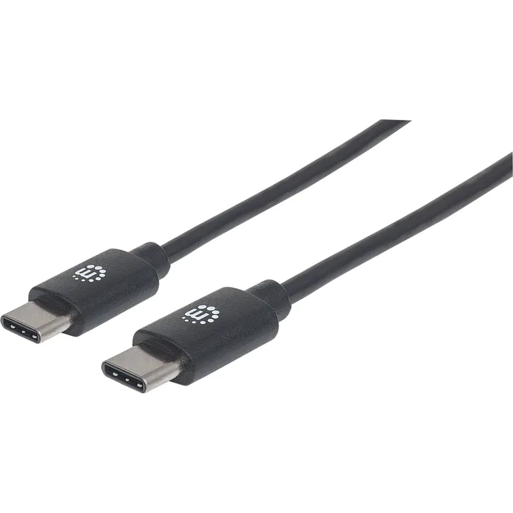 Manhattan - USB-Kabel - USB-C (M) bis USB-C (M) - USB 3,1 Gen 1 - 2,0m - geformt - Schwarz (354905)