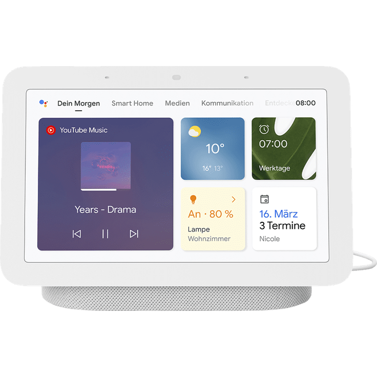 Google Nest Hub (2. Generation) Netzwerk-Lautsprecher, WLAN, Wireless Docking, Bluetooth, Sprachsteuerung, Google Assistant, Sprachassistent, kreide – Bild 2