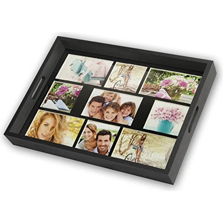 ZEP Photo Tray schwarz 43x35 Holz Fototablett 9 Bilder W002