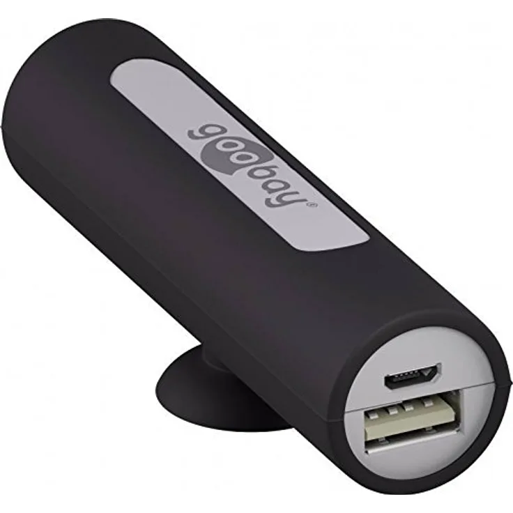 Goobay 59100 Powerbank mit Saugnapf und Standfuß Akku, 2200mAh