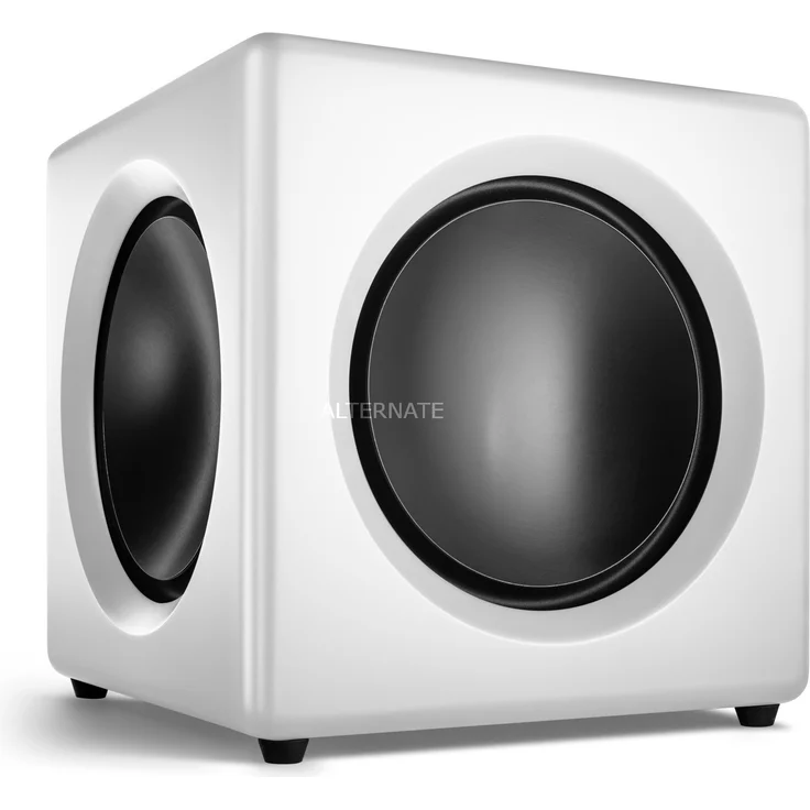 Wavemaster 66401 Fusion - Aktiver Subwoofer (125 Watt) mit eingebautem Class-D-Verstärker, universell einsetzbar - optimiert für 2.0 Lautsprechersysteme Soft Weiß Subwoofer - 125 Watt - weiß – Bild 1