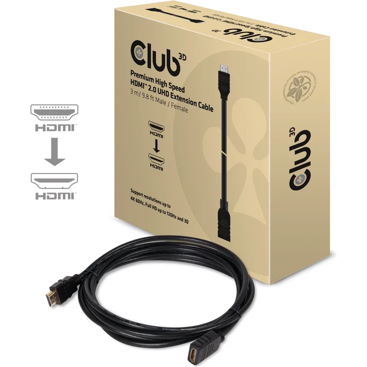 Club3D HDMI-Kabel 2.0 UHD-Verlängerungskabel 3 Meter St-Bu retail