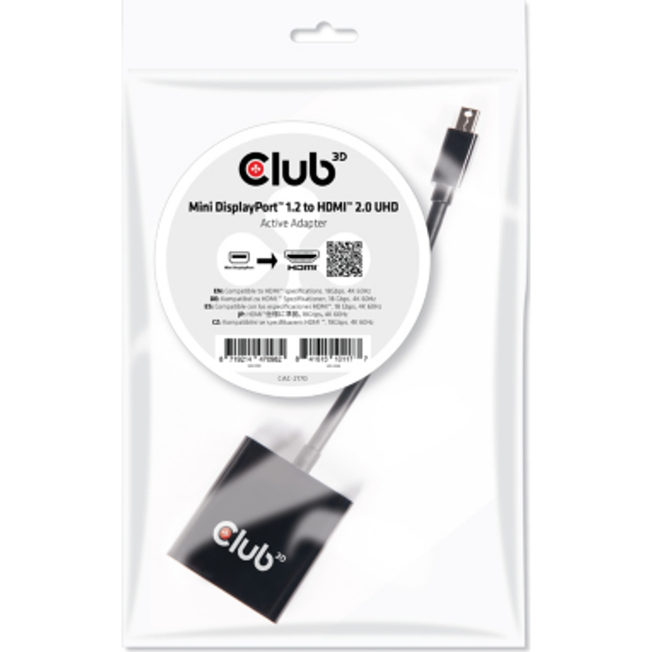 Club 3D CAC-2170 Mini Displayport 1.2 auf HDMI 2.0 UHD Aktiver Schwarz