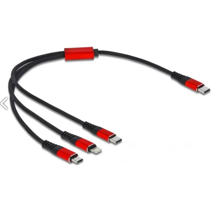 DeLock USB Ladekabel 3 in 1 USB Type-C zu Lightning - Micro USB - USB Type-C 30 cm