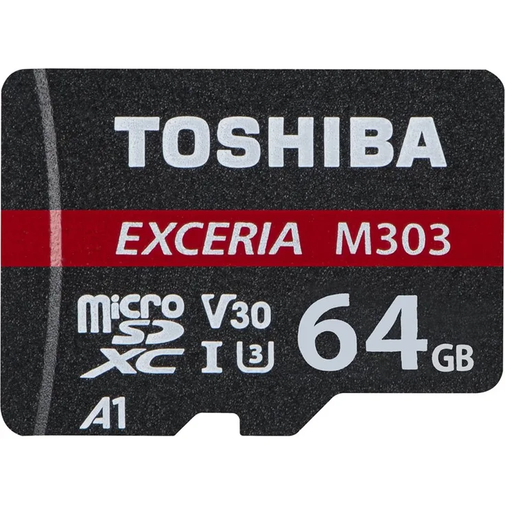 Toshiba M303-Speicherkarte microSDXC 64 GB, 98 MB-s, Klasse 10, UHS-I, U3, V30, A1, Adapter enthalten