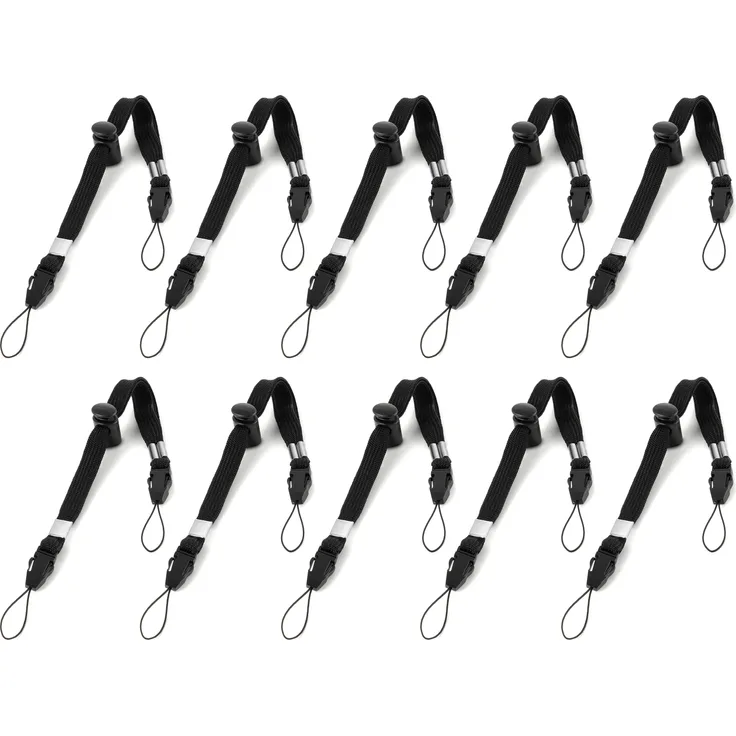 Poppstar 10x Nylon Handschlaufe Handgelenk-Schlaufe Trageband mit zwei Schlaufen (Doppelbefestigung) für USB-Stick Smartphone Kamera Schlüssel Action-Cam 32cm, schwarz