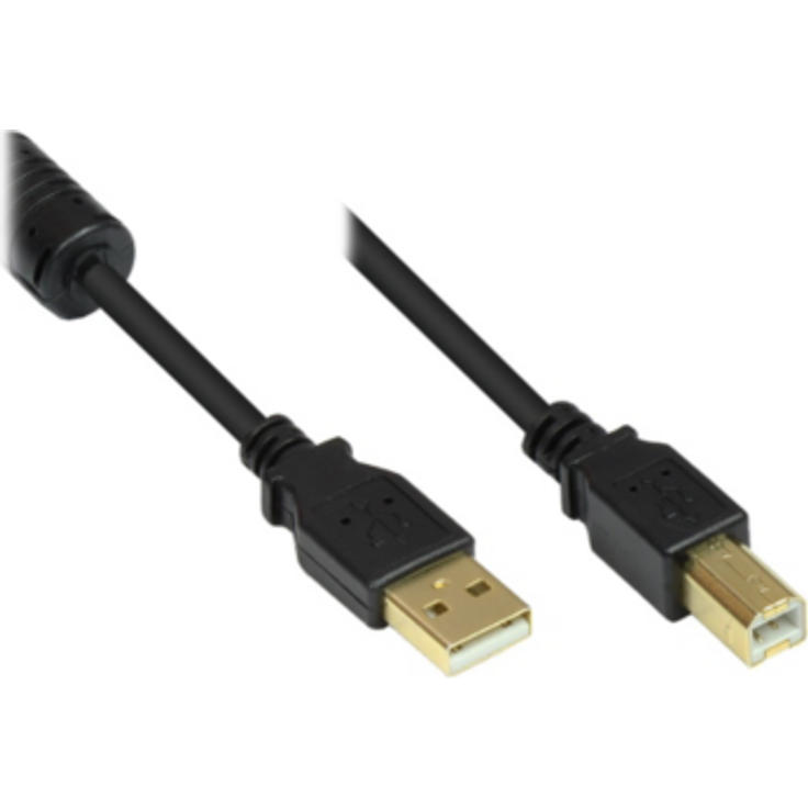 Good Connections USB 2.0 Anschlusskabel 3m St. A zu St. B Ferritkern schwarz