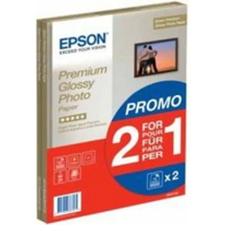 Epson Premium Glossy Photo Paper ? 2 für 1, DIN A4, 255 g/m², 30 Blatt (C13S042169)