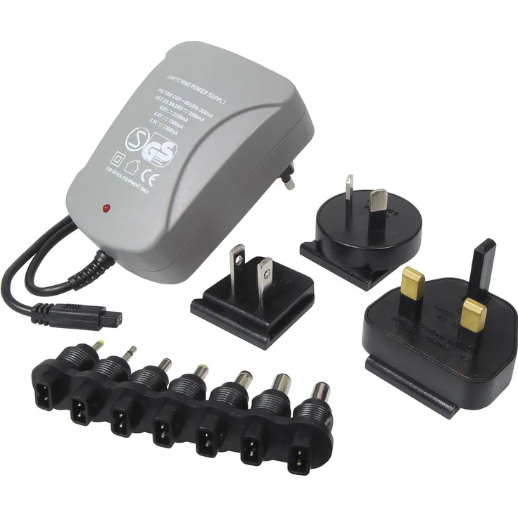 Transmedia Reisenetzteil 2500 mA getaktet mit GB/US/AU/EU-Stecker und 7 Konnektoren 100-240V / 3/3.3/5 / 6/6.5/7 / 8.4V NTT11L