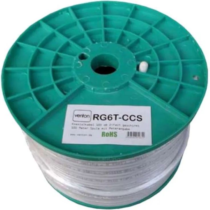 Venton Koaxial Sat Kabel RG6T-CCS 100dB 2-fach geschirmt High Quality 100m