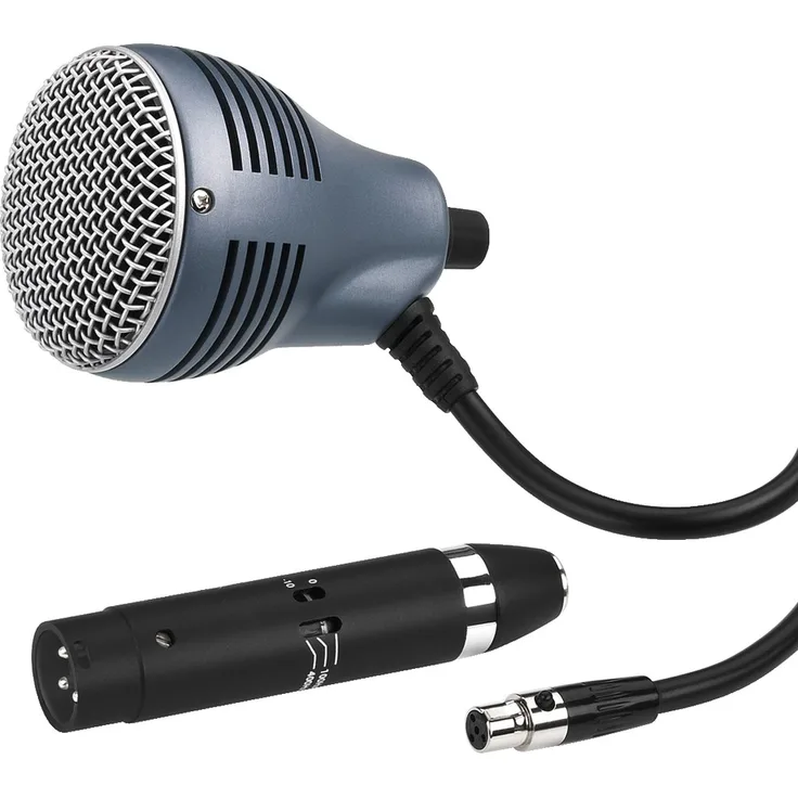 JTS CX-520 dynamisches Instrumenten-Mikrofon für Blues-Harp und traditionelle Mundharmonika-Spieler, Mikro mit Supernieren-Charakteristik, inkl. Transport-Box und Kabel-Adapter, in Schwarz