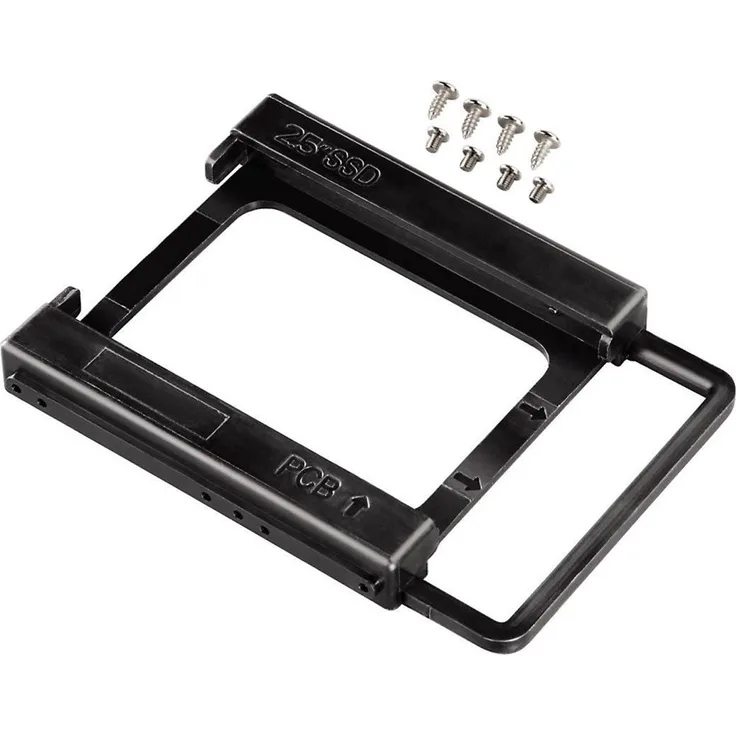 Hama SSD Einbaurahmen für 2,5 Zoll SSD Festplatten auf 3,5 Zoll (Adapter zum Einbau einer 2,5 Zoll SSD Festplatte in 3,5 Zoll Festplattenschacht) schwarz