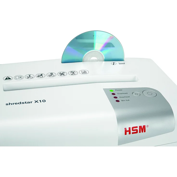 HSM shredstar X10 Aktenvernichter, Sicherheitsstufe P-4, 10 Blatt (Partikelschnitt) mit CD-Schredder – Bild 2
