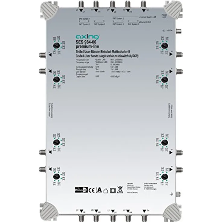 Axing SES 984-06 SAT Einkabel Multischalter für 2 oder 4 LNBs, 32 Teilnehmer