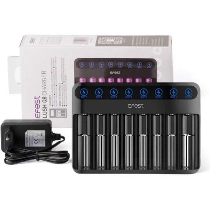 Efest Lush Q8 Ladegerät mit 8 Schächten für Lithium Ionen Akkus