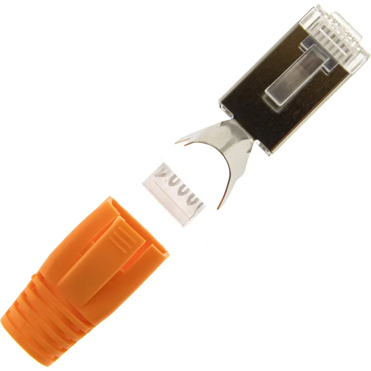 10x Netzwerkstecker Orange CAT 7 6A RJ45 LAN Netzwerk Crimp Stecker Knickschutz