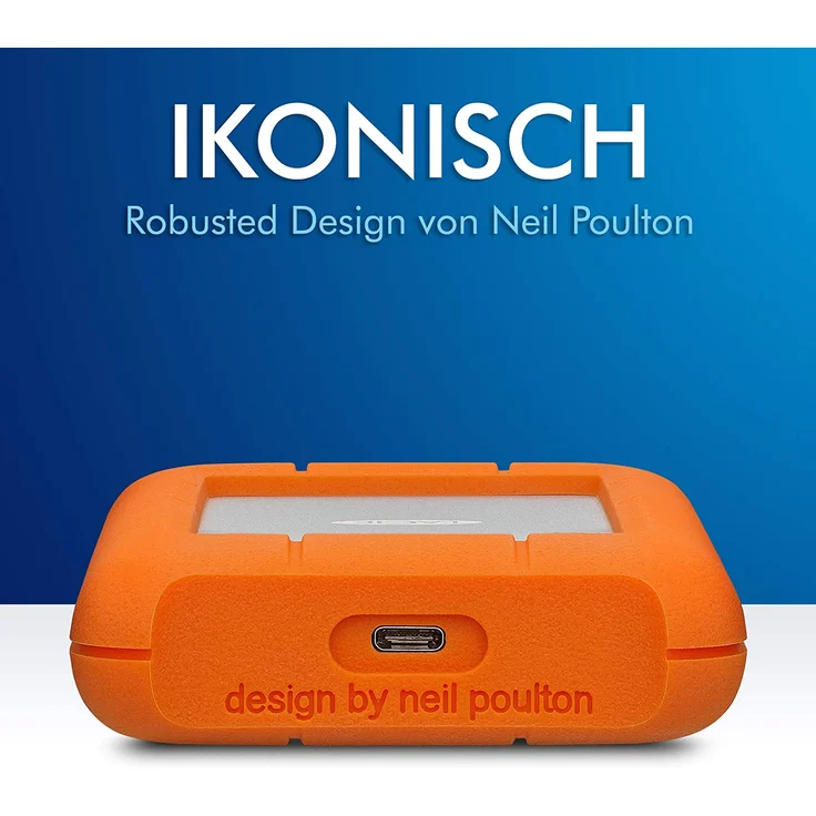 LaCie Rugged USB-C - Festplatte - 4 TB - extern (tragbar) - USB 3.1 Gen 1 (USB-C Steckverbinder) - orange (STFR4000800) – Bild 4