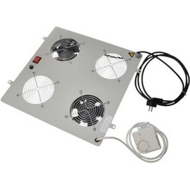 DIGITUS Dachlüftereinheit für Netzwerkschrank (Dynamic Basic - Unique) & Serverschrank (Dynamic Basic), 2x Lüfter, Thermostat, Grau (RAL 7035)