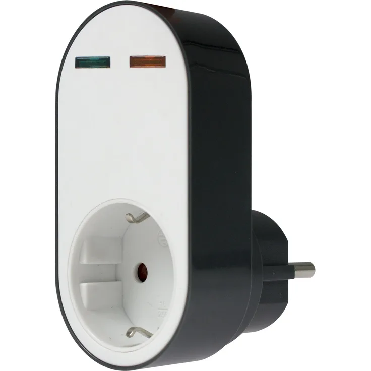 as - Schwabe 18611 Profi-Überspannungsschutz-Adapter Flash, Steckdose mit Schutz vor Überspannung, 230 V, Weiß-Schwarz