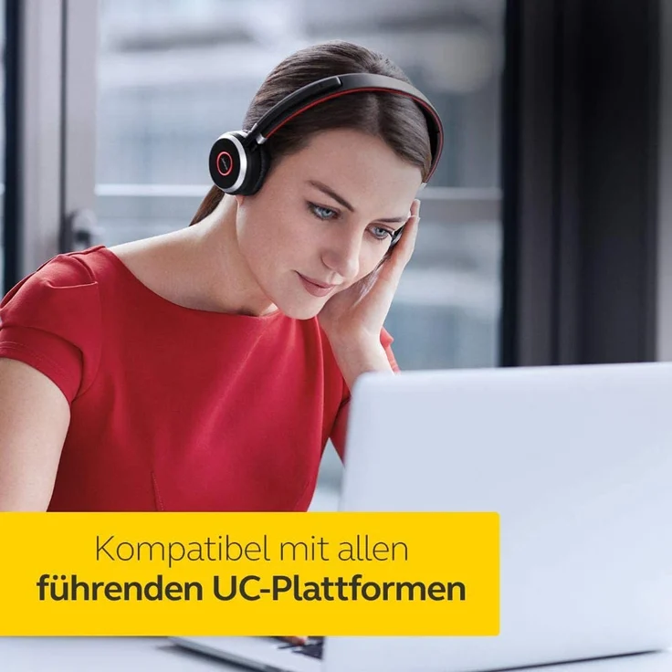 Jabra Evolve 65 Wireless Stereo On-Ear Headset, Unified Communications zertifizierte Kopfhörer mit langer Akkulaufzeit, USB Bluetooth Adapter, VoIP-Headset, schwarz – Bild 2