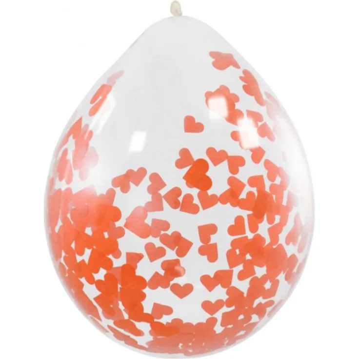 konfetti-Ballons rote Herzen 30 cm Latex 30 cm 4 Stück