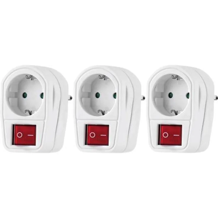 Renkforce Schaltbare Zwischensteckdose 3er Set 2polig Weiß