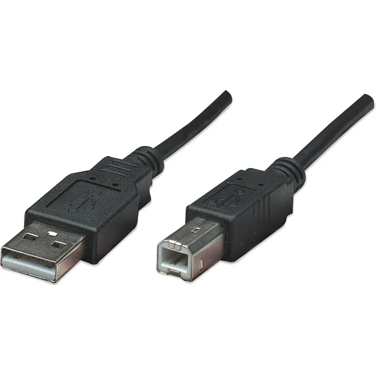 Manhattan - USB-Kabel - USB (M) bis USB Type B (M) - USB 2.0 - 300 V - 0.5 A - 50 cm - geformt - Schwarz (374507)