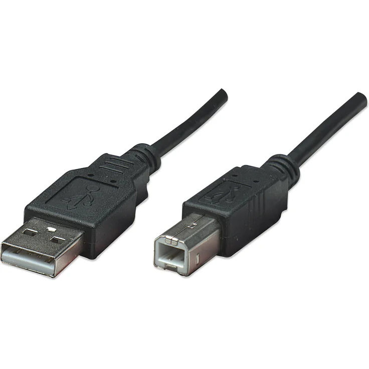 Manhattan - USB-Kabel - USB (M) bis USB Type B (M) - USB 2.0 - 300 V - 0.5 A - 50 cm - geformt - Schwarz (374507)