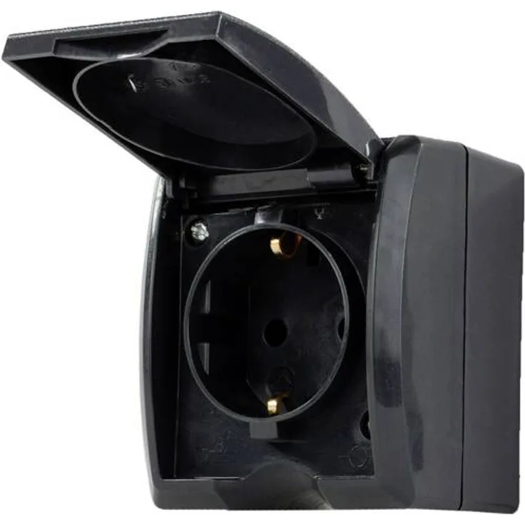 REV 0007031900 Aufputz-Steckdose IP44 Schwarz