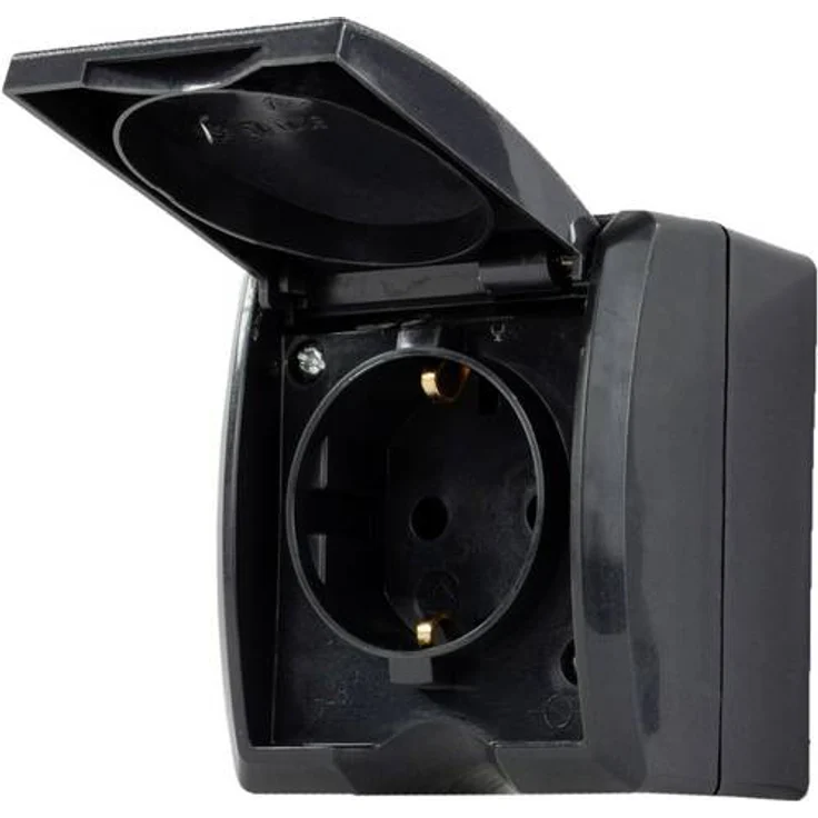 REV 0007031900 Aufputz-Steckdose IP44 Schwarz – Bild 1