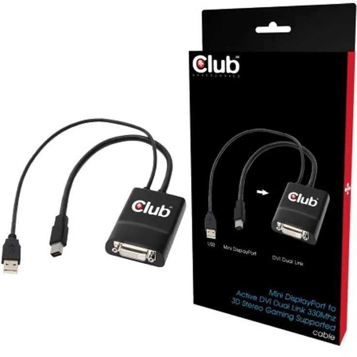 Club 3D Mini Displayport to DVI-D (ActiveDual) 330Mhz Adapter