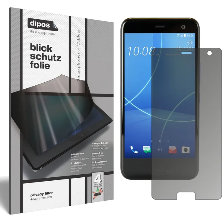 HTC U11 Life Schutzfolie Blickschutzfolie - Privacy Filter Displayschutzfolie mit AntiReflex Effekt