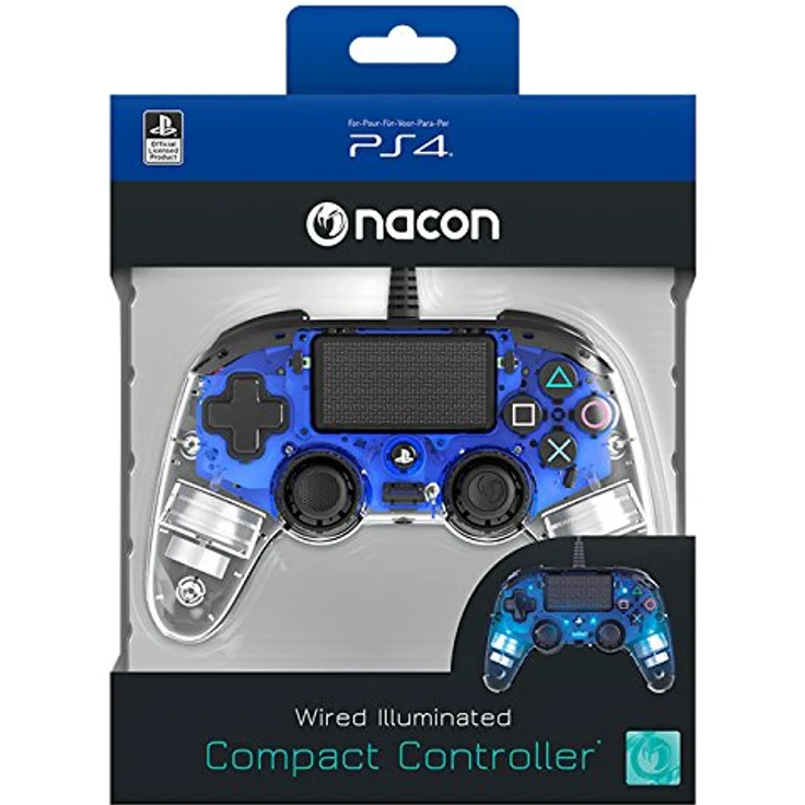 Nacon Wired Illuminated Compact Controller Transparent, Blau (NA360806) (PS4) – Bild 1