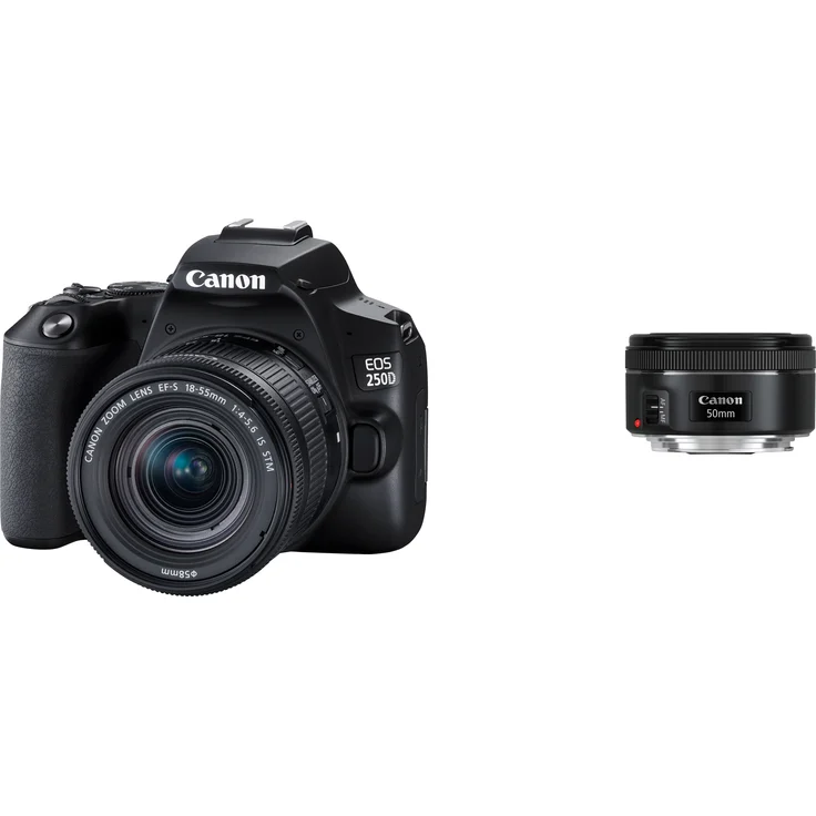Canon EOS 250D schwarz inkl. EF-S 18-55 IS STM + 1,8/50 STM – Bild 1